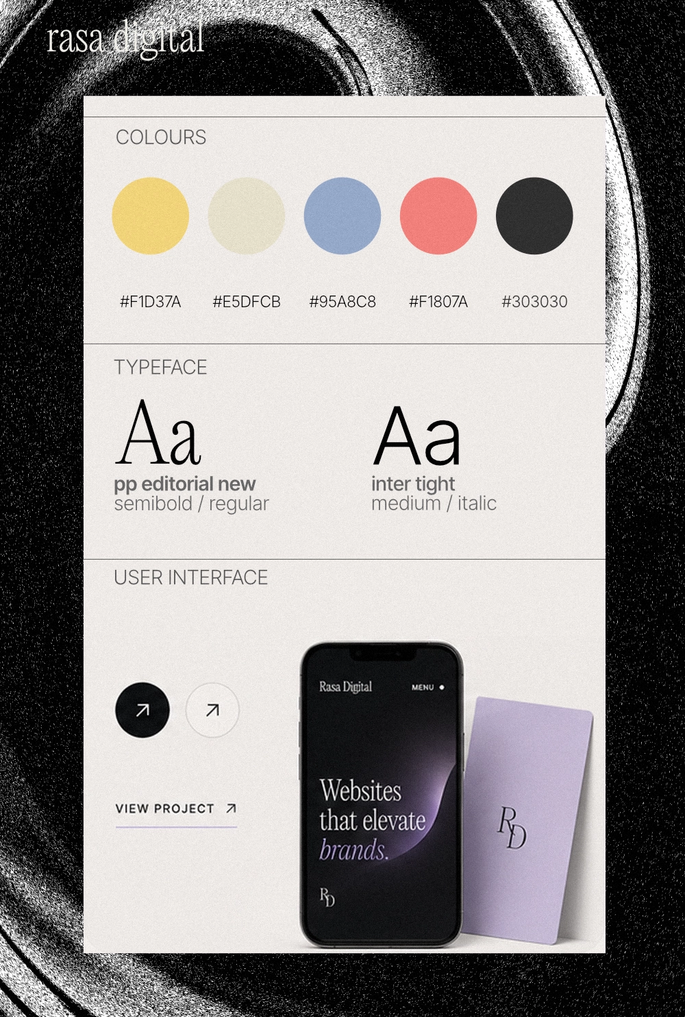 Rasa Digital visual-language system and application mockups